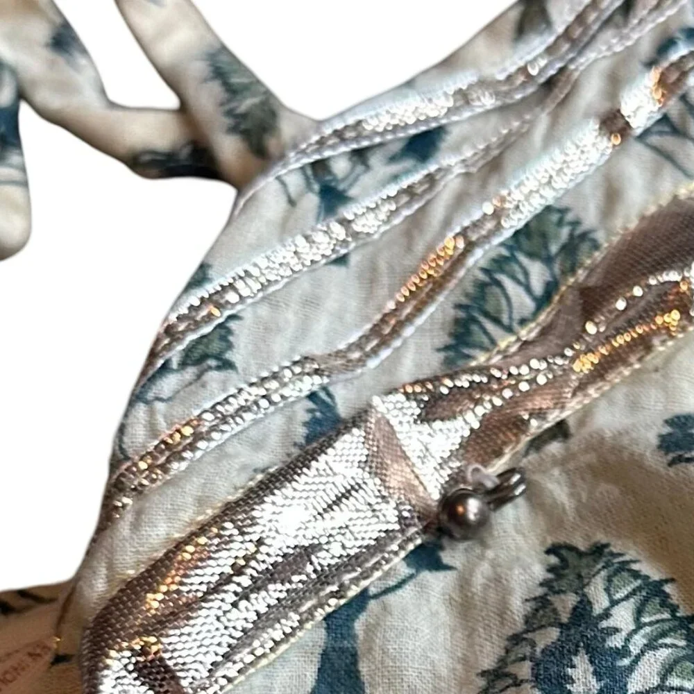 Raga Anthropologie Block Printed Midi Dress Tie Straps 100% Cotton Size Small - Picture 3 of 10